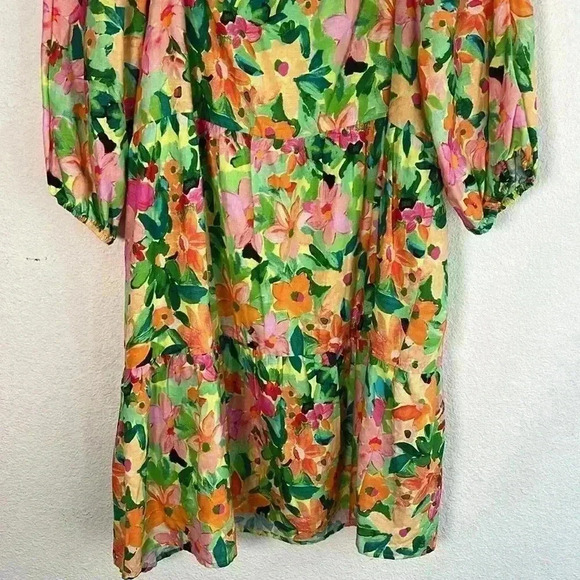 NWT Sanctuary Green Scoop Neck Boho Floral Midi Dress Size XL - Picture 10 of 11